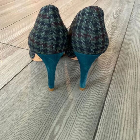 Caylee Blue Wool Pointed Toe Bow Heel Shoes‎ - Picture 3 of 8